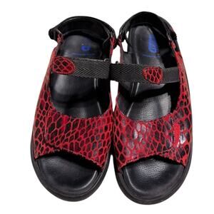 Wolky Jewel Red Cobra Nubuck Sandal Women's 41/9.5 Leather Comfort Lightweight